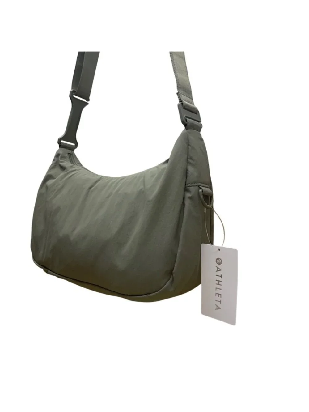 Athleta Women’s Green Nylon Adjustable Strap Anytime Crescent Crossbody Bag